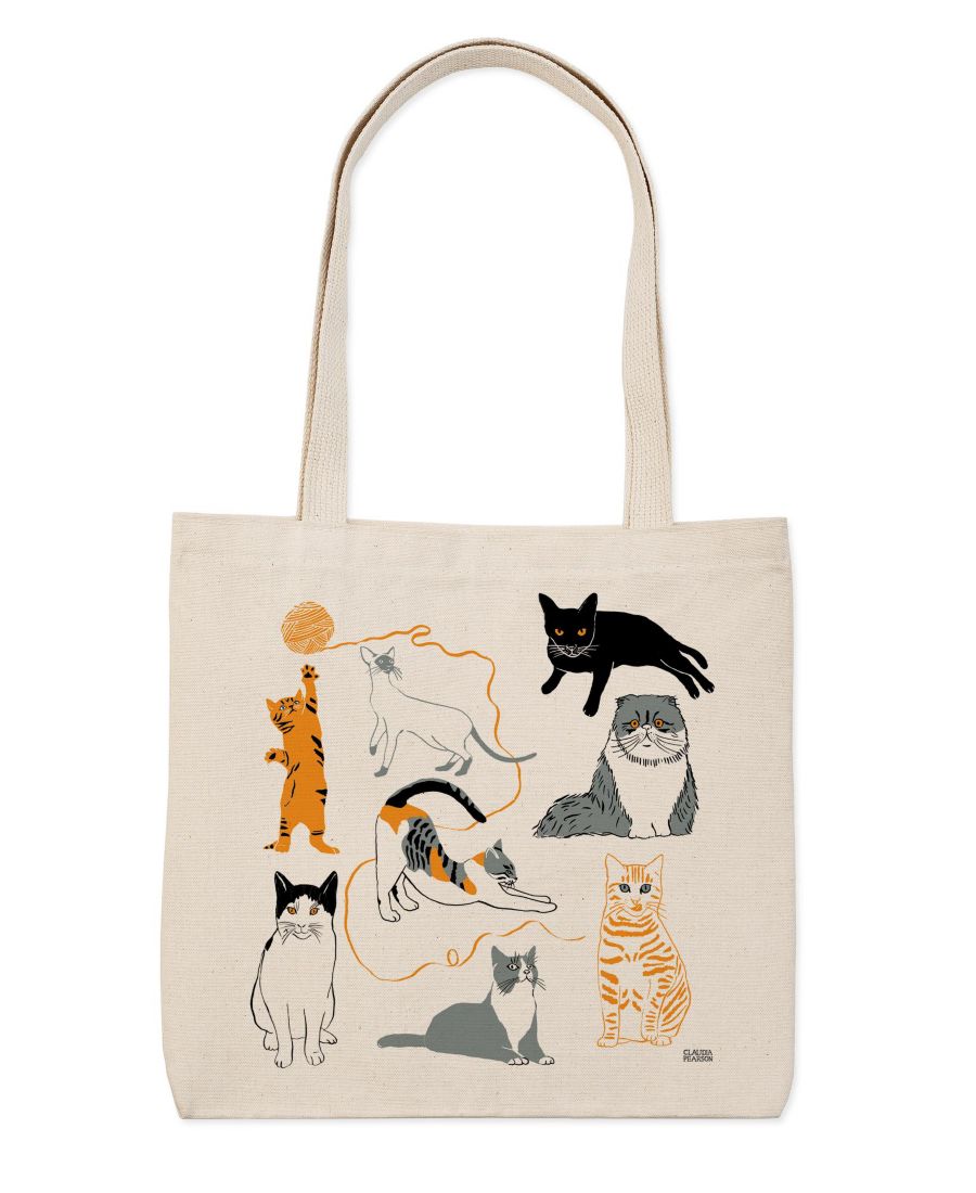 

Сумка-шоппер на каждый день с кошкой Claudia Pearson, Orange, gray, black