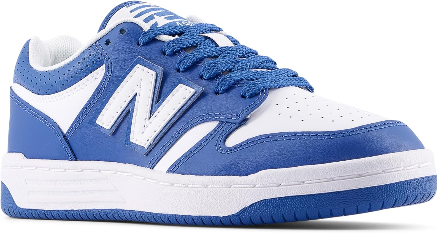 Детские кроссовки New Balance 480 V1 на шнуровке (унисекс), белый/синий — фото 2