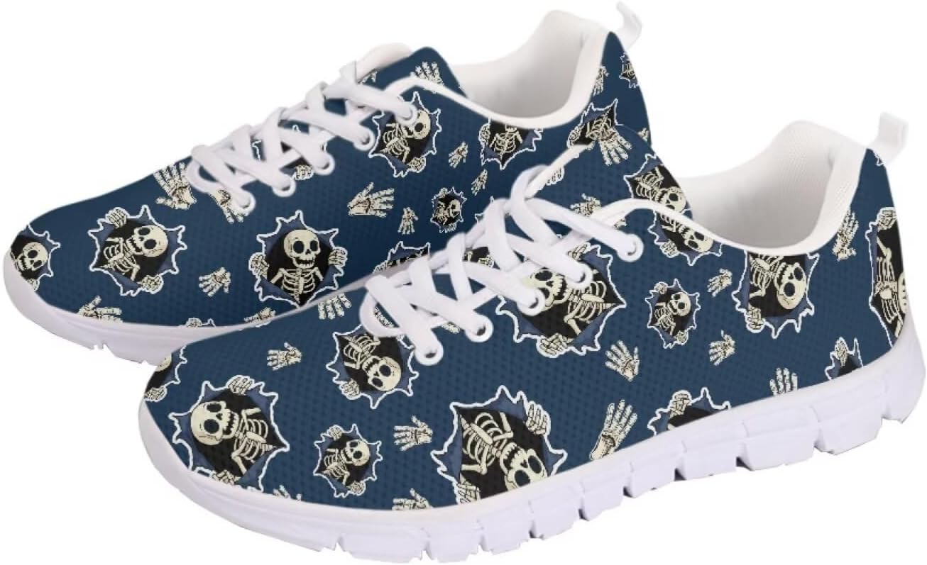 

Кроссовки chaqlin для женщин и мужчин, дышащие спортивные обувь с шнуровкой, повседневные беговые кроссовки, Funny Skeleton