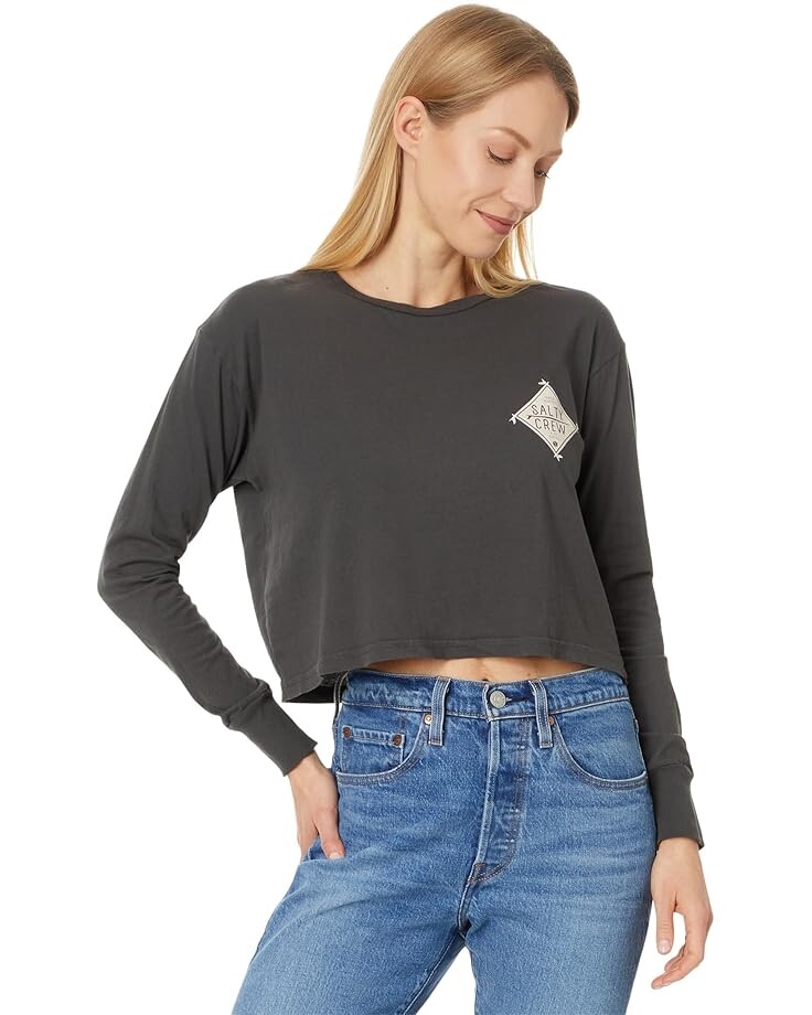

Футболка Salty Crew Board Meeting Long Sleeve Crop, угольный