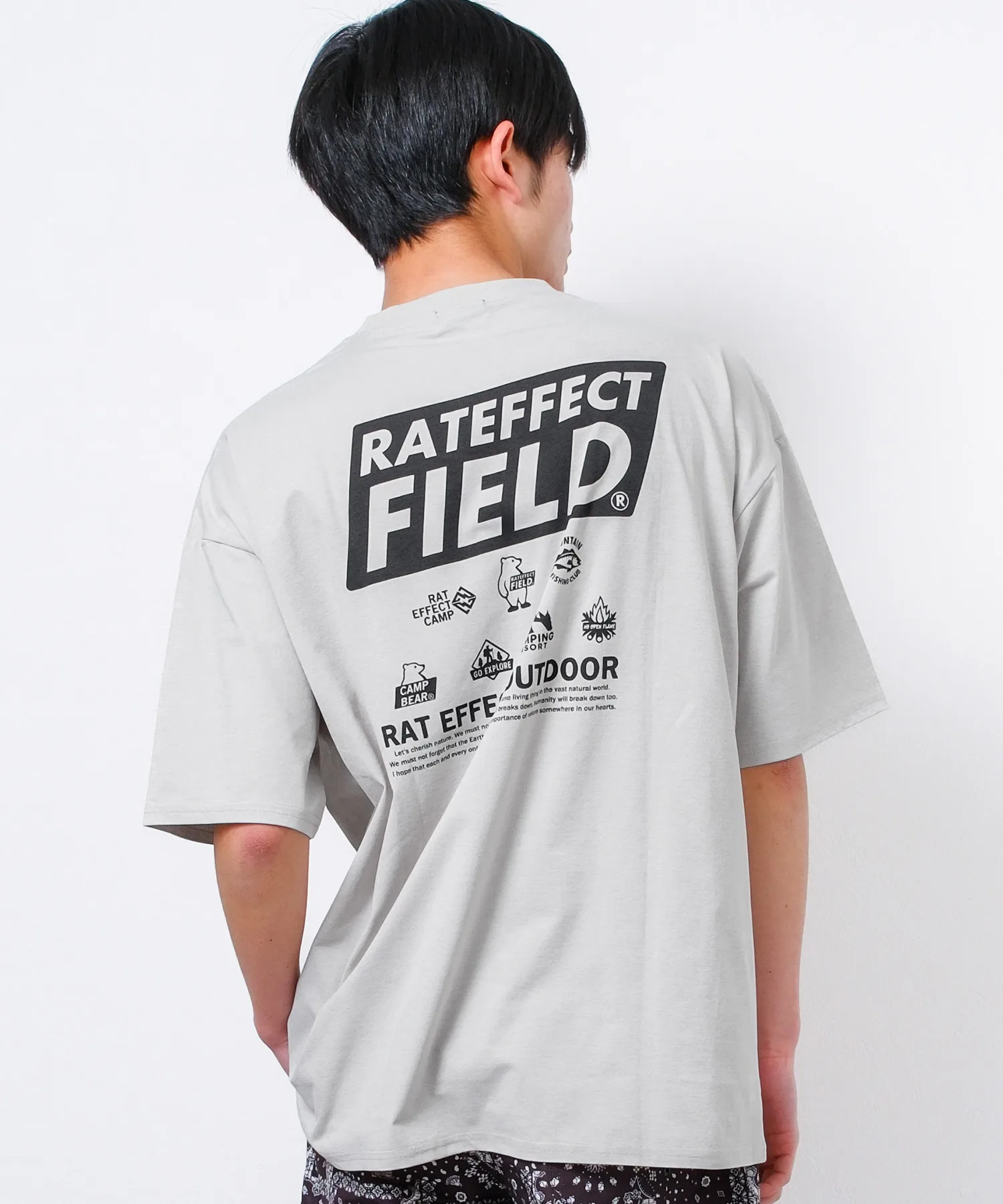 Детская футболка RAT EFFECT RAT FIELD оверсайз, с принтом, бежевая