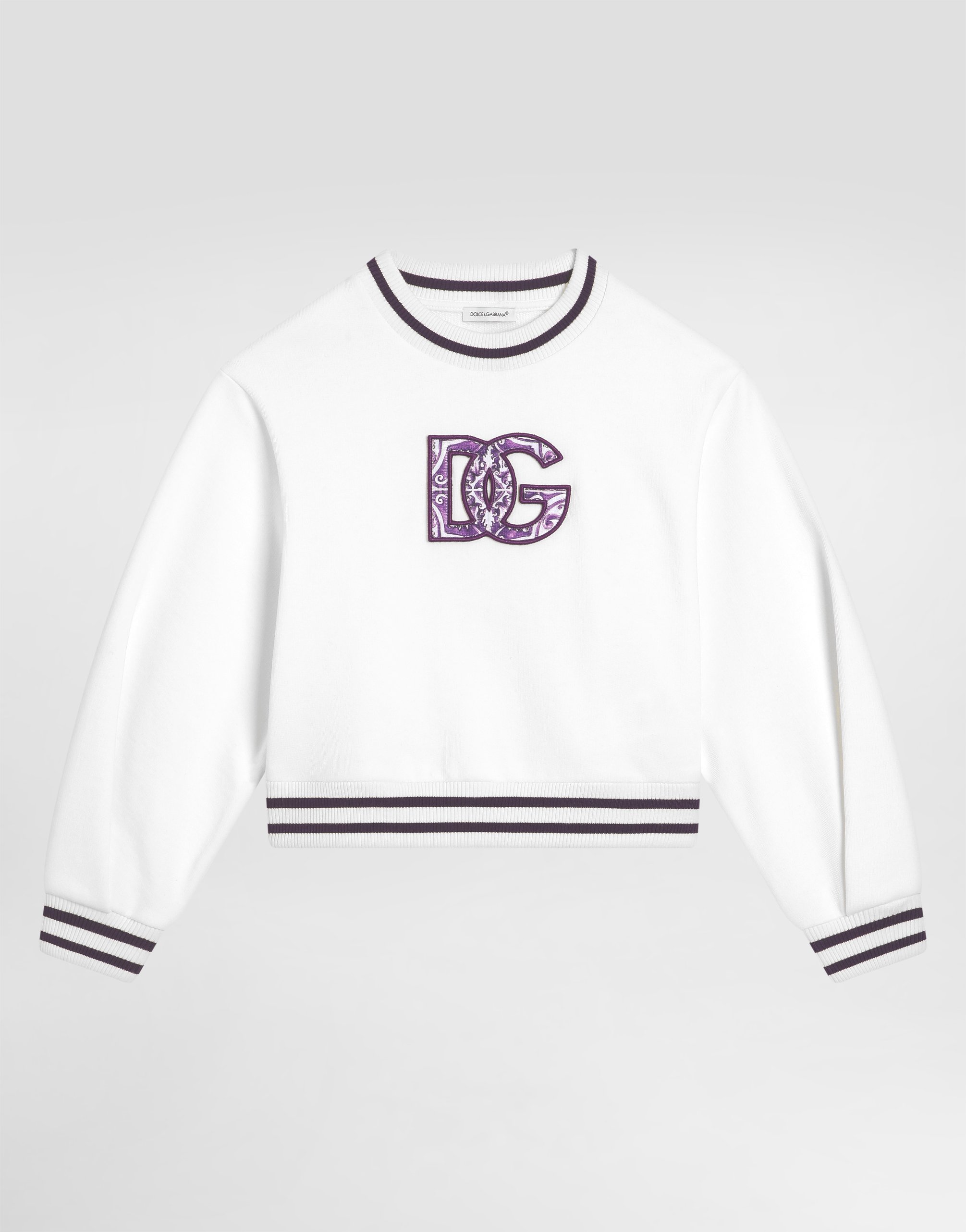 

Свитшот с круглым вырезом и принтом майолика, с вышивкой dg Dolce & Gabbana, белый