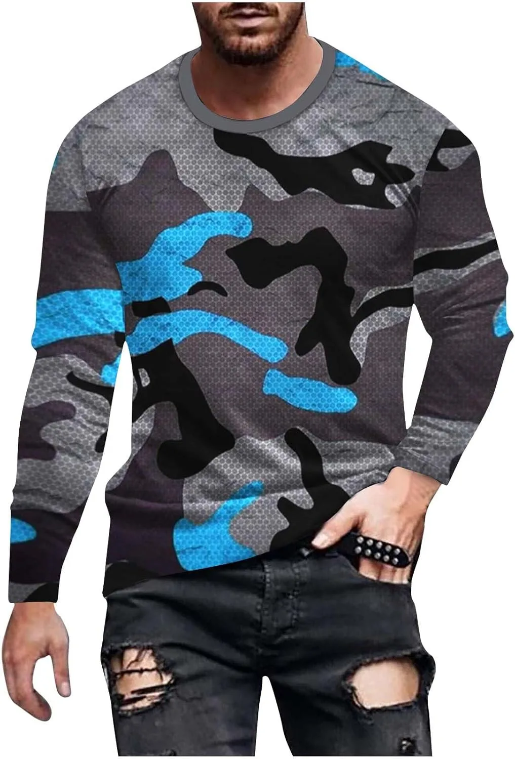 

Футболка мужская Cotton Graphic Print, длинный рукав, Crewneck Muscularfit