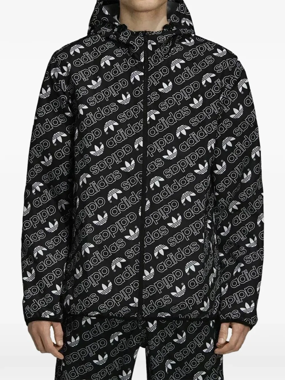 Ветровка с монограммой Adidas, черный