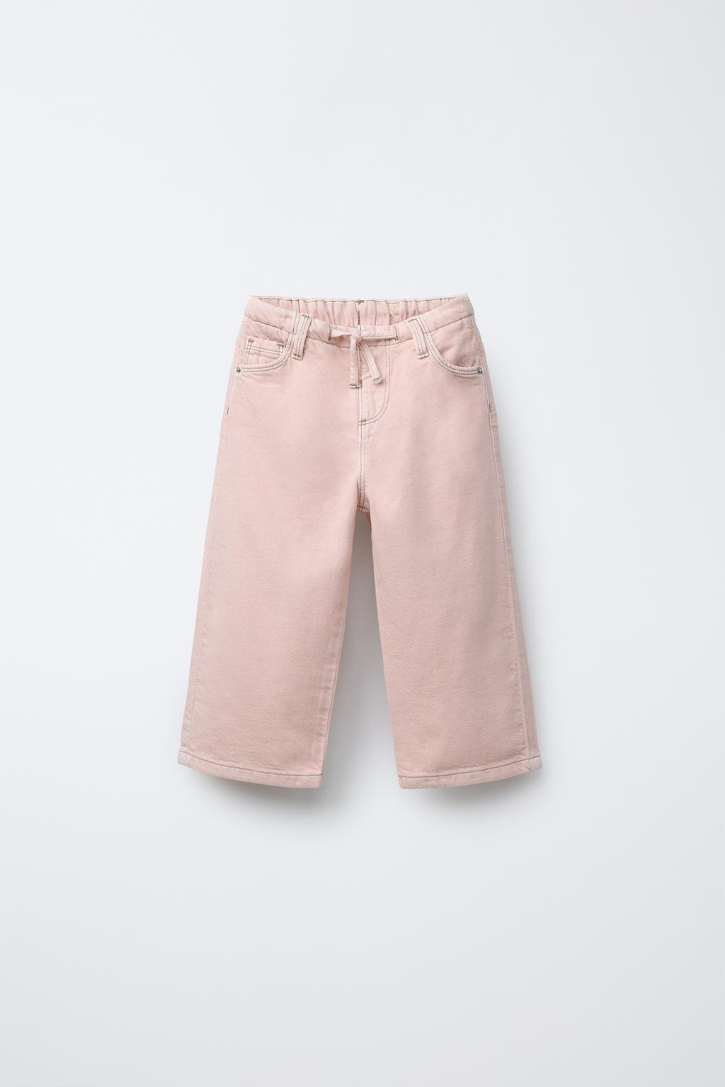 

Широкие саржевые брюки ZARA, цвет Dusty pink