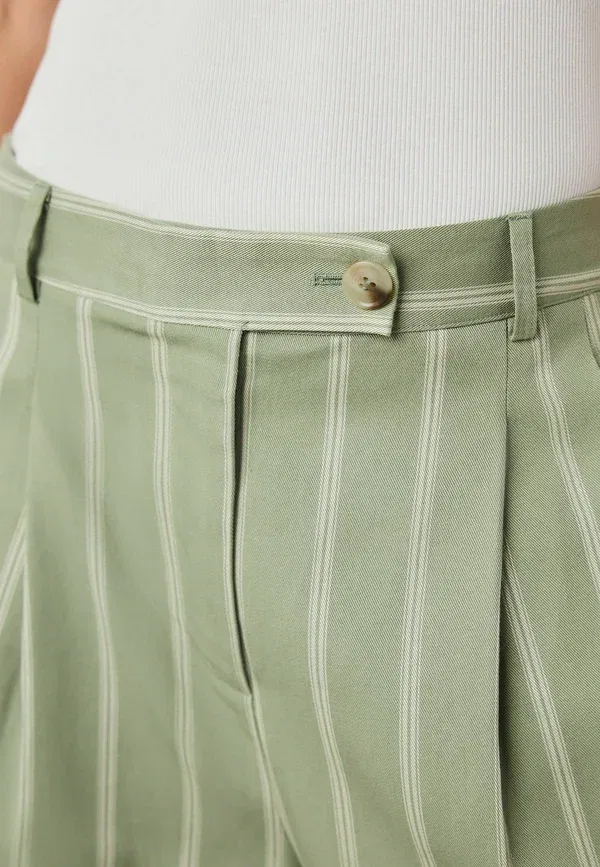 Шорты Next Tall fit n. premium bermuda shorts with linen, зелено-экрю в полоску — фото 3