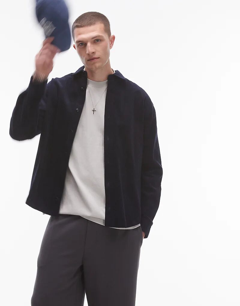 

Мини-рубашка свободного кроя в средне-синем цвете Topman