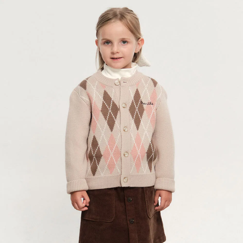 Детский вязаный кардиган Marithé Kids Argyle бежевый