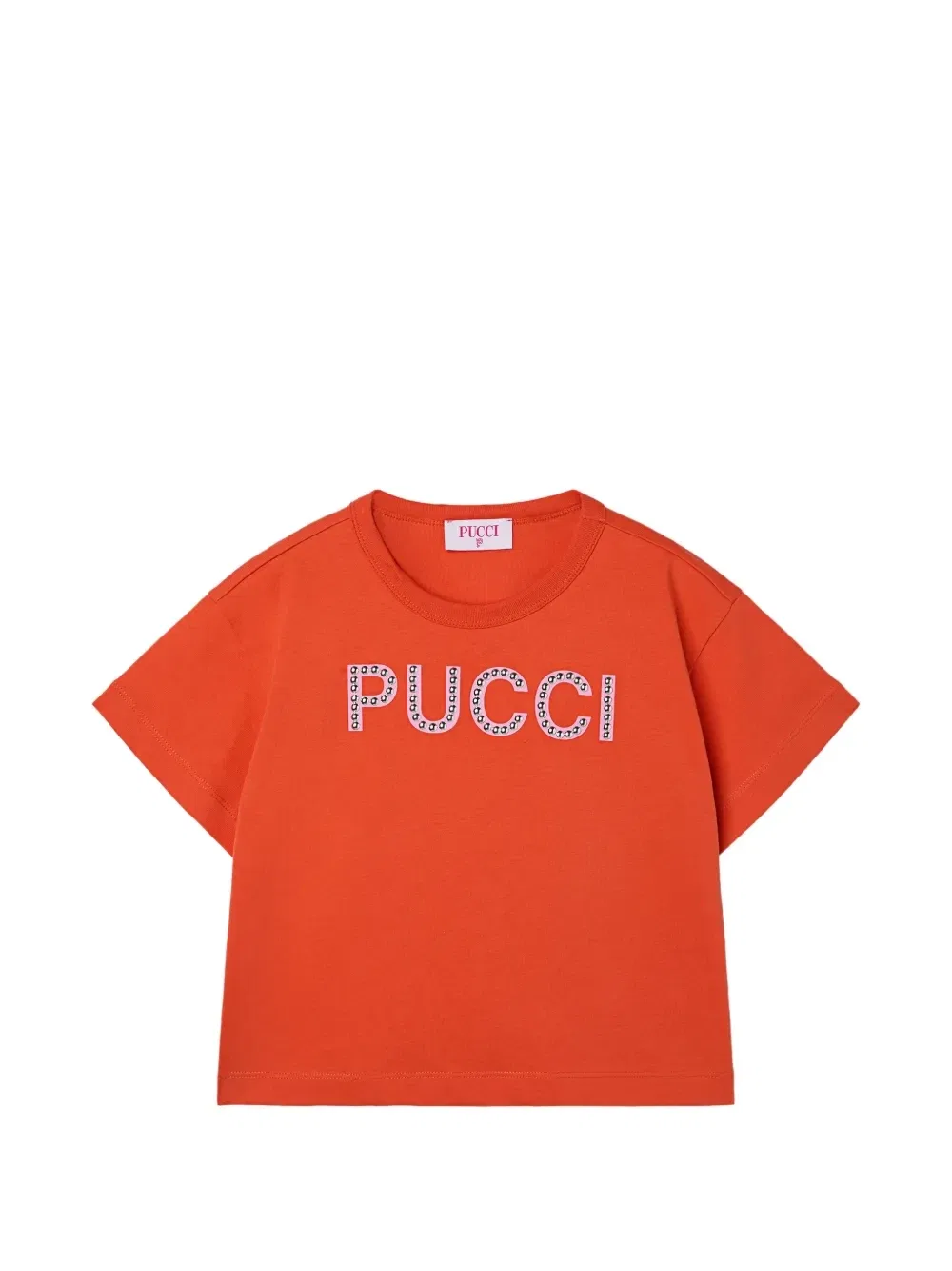 Футболка с декорированным логотипом Pucci Junior, оранжевый
