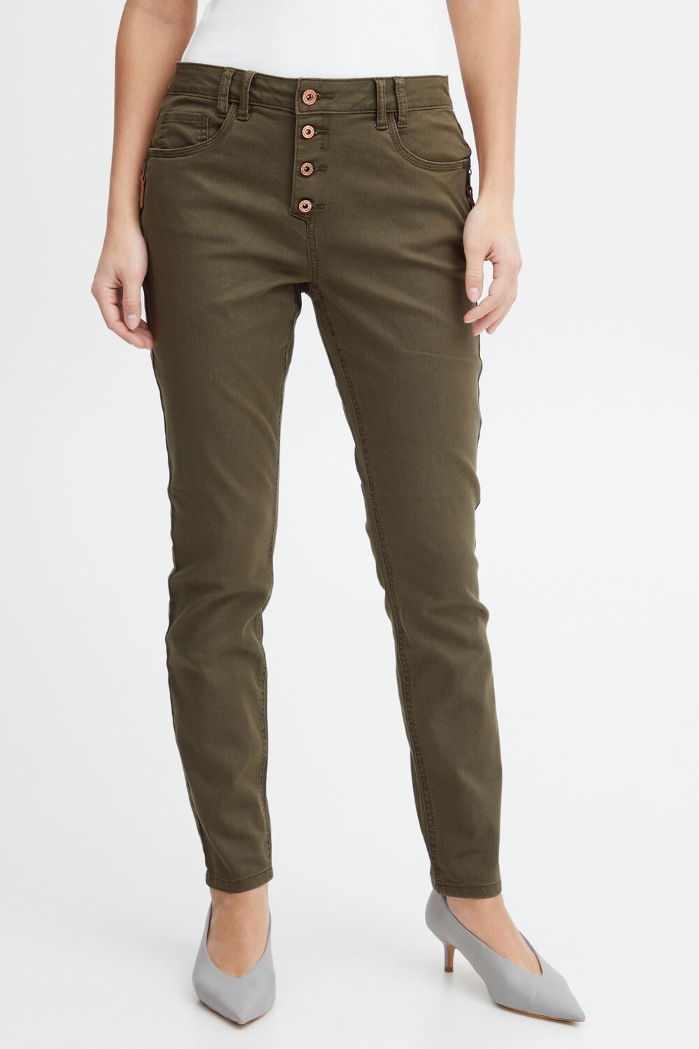 

Брюки PULZ Jeans Skinny fit Jeans PZVIBA HW Pants 50207251, зеленый