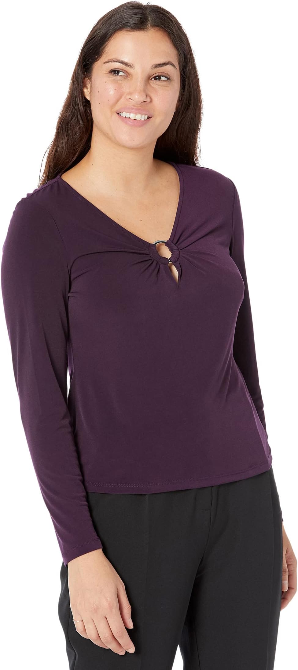 

Топ Calvin Klein Long Sleeve with Circle Hardware, цвет Aubergine