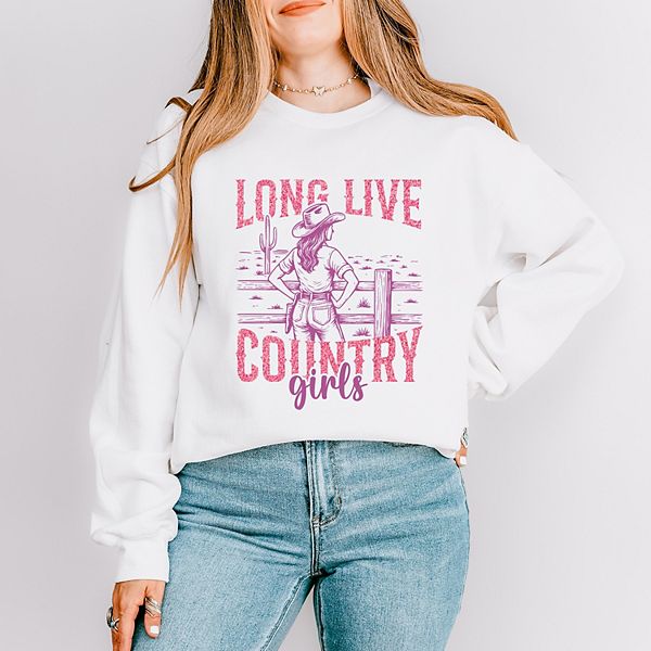 

Футболка с принтом Long live country girls glitter Simply Sage Market, White