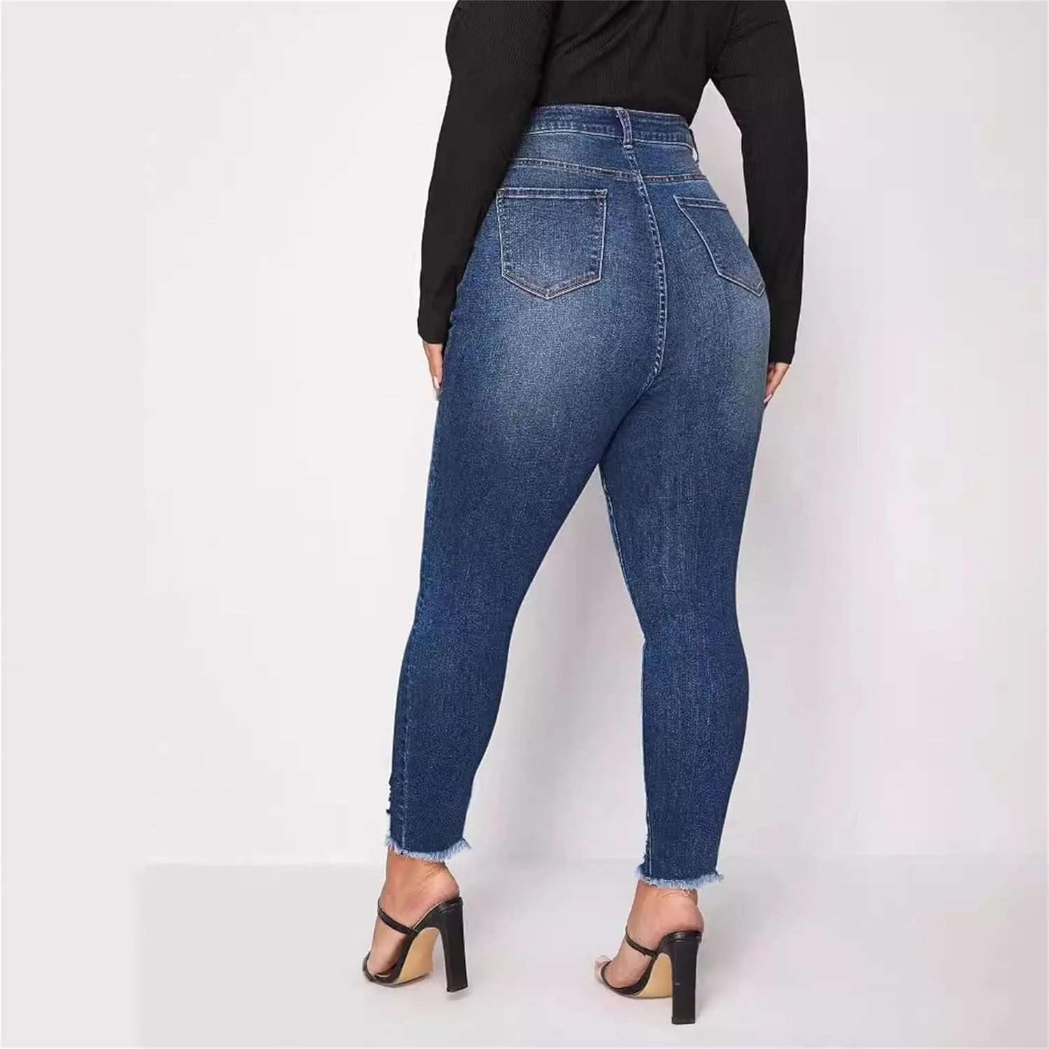 Женские джинсы Mid Rise Raw Edge, Slim Fit, Skinny — фото 4