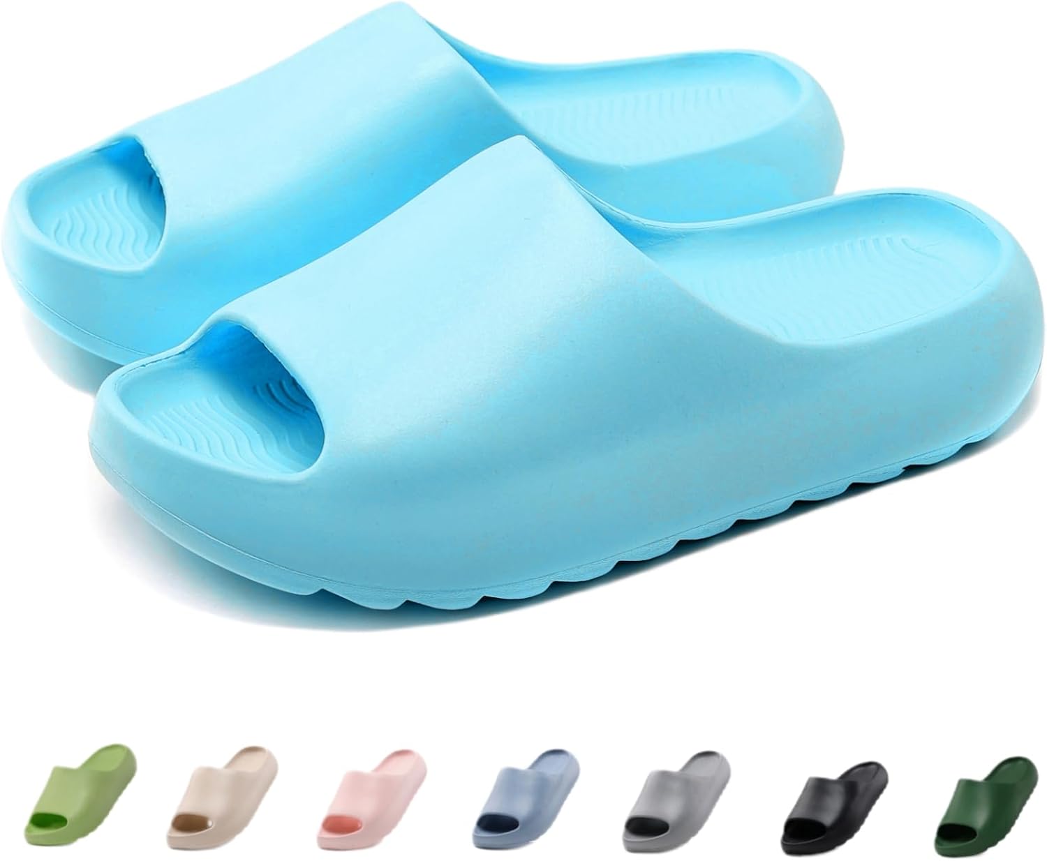 

Детские облачные шлепанцы для мальчиков и девочек, супер мягкие и удобные пляжные и бассейные тапочки, нескользящие водонепроницаемые душевые сандалии для малышей и детей Juyetoa, небесно-голубой