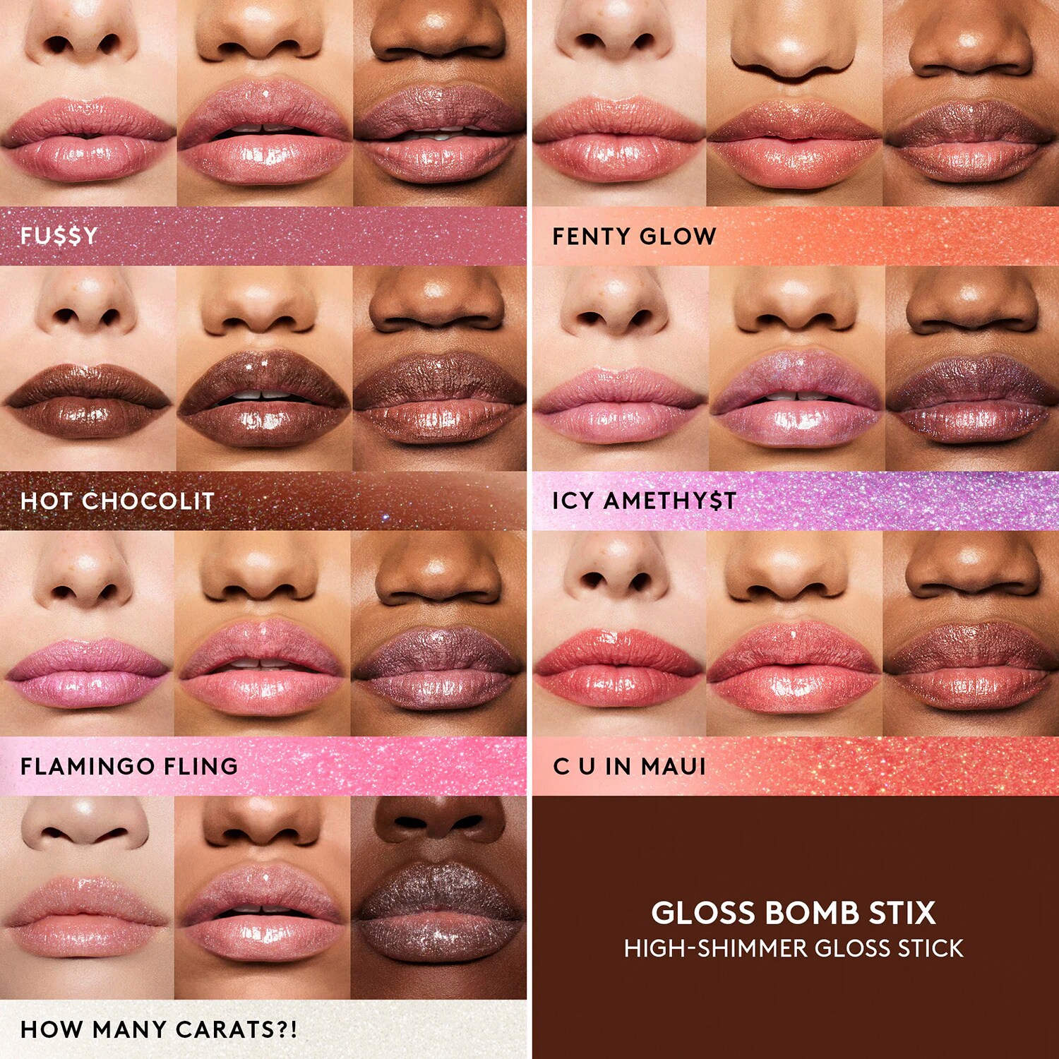 Блеск для губ с блестками Gloss Bomb Stix Fenty Beauty, 02 - Fenty Glow (3,6 g) — фото 4
