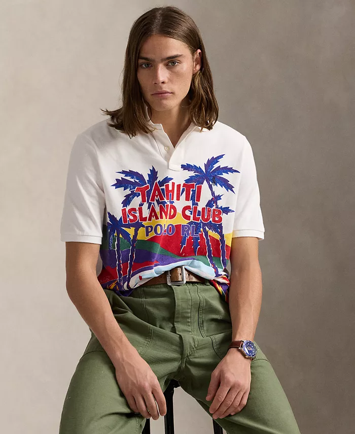 

Мужская классическая поло с сетчатыми вставками и принтом Polo Ralph Lauren, мультиколор