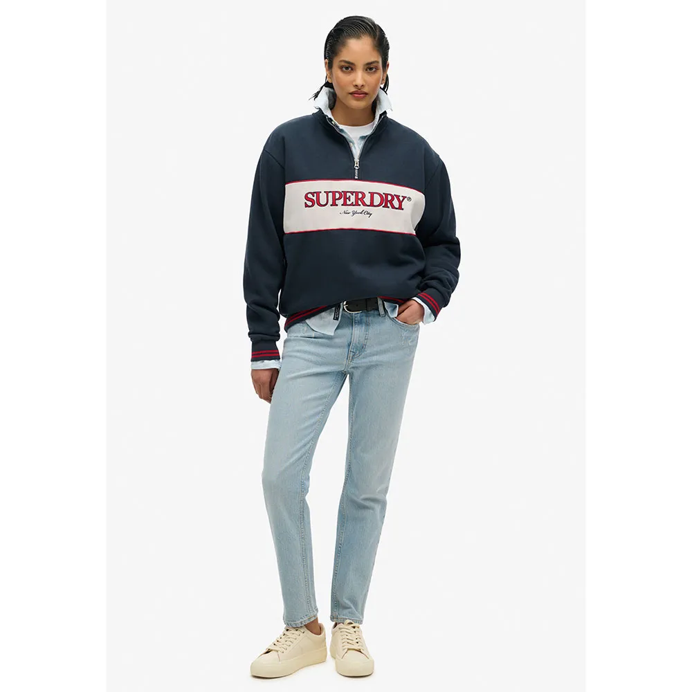 Толстовка Superdry Country Club Loose half zip, синий — фото 4