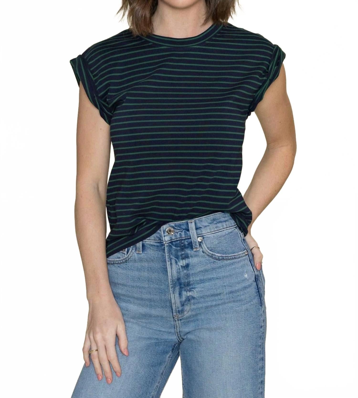 

Топ Olivia с закатанными рукавами-капельками в цвете морской волны/зеленый PISTOLA