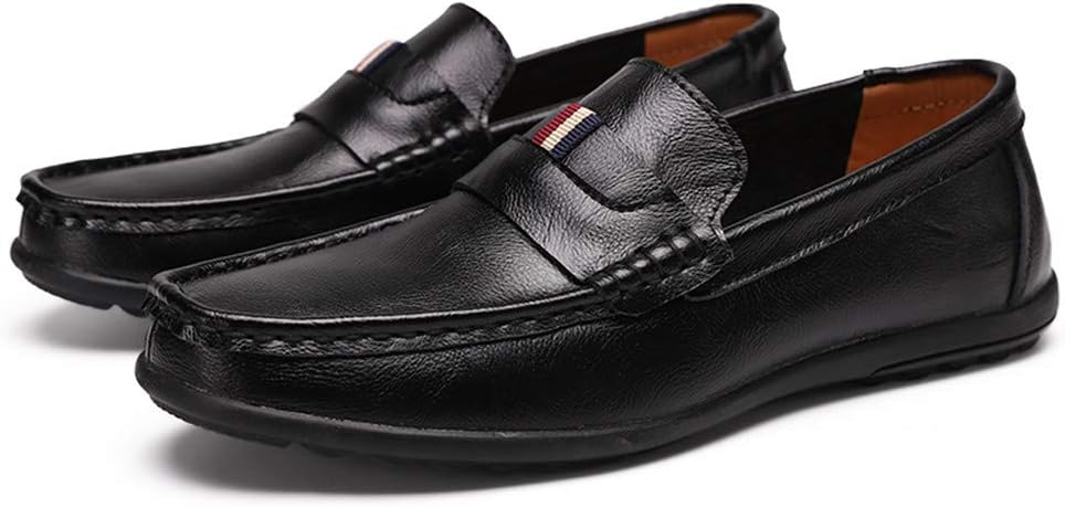 

Мужские повседневные кожаные лоферы Легкая обувь для ходьбы Модные мокасины на липучке Удобные нескользящие деловые британские туфли для вождения Asifn, черный
