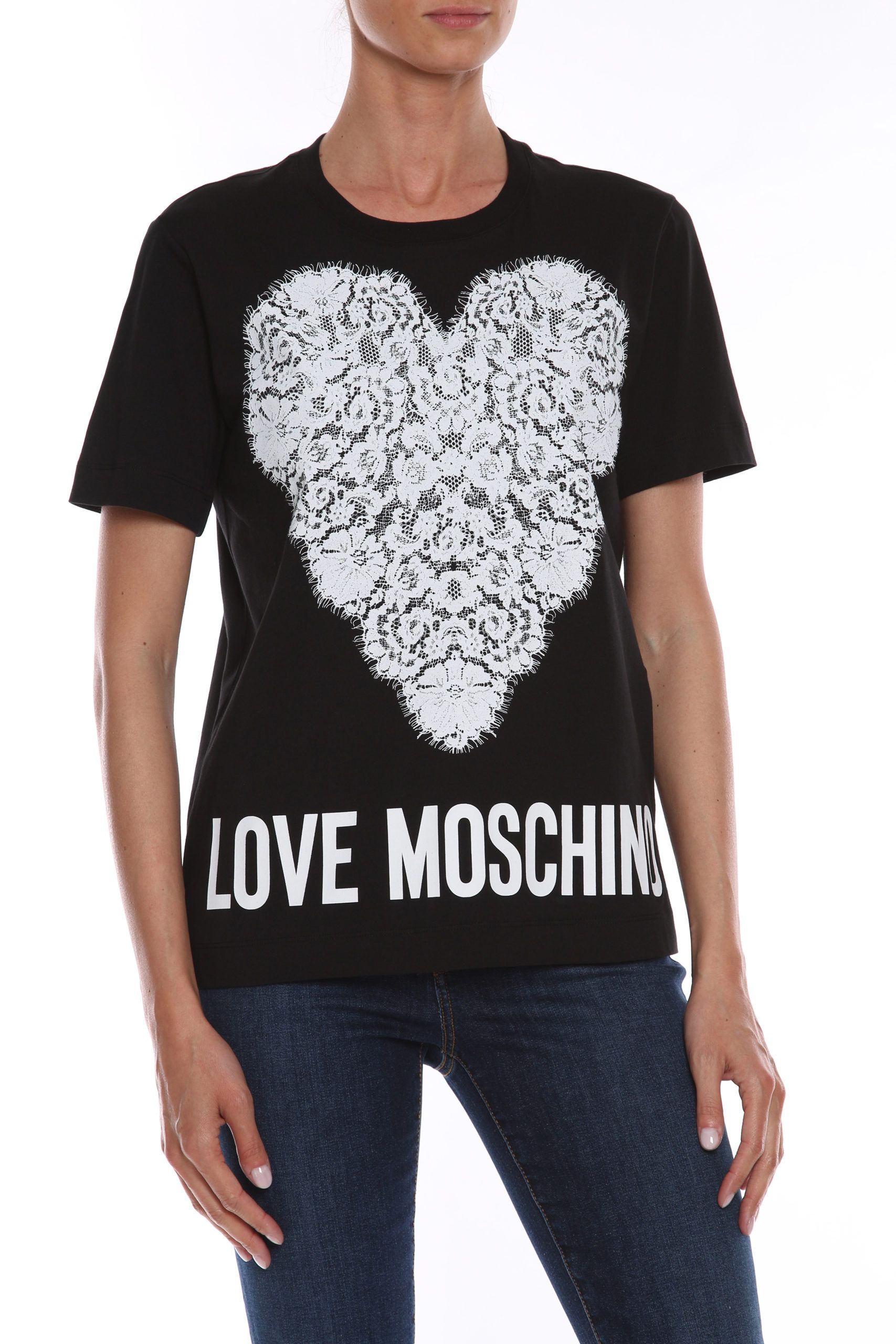 

Футболка из хлопка с принтом логотипа Chic LOVE MOSCHINO, черный