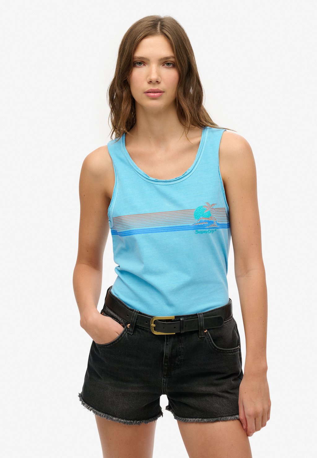 

Топ STRIPE SCOOP NECK TANK Superdry, синий