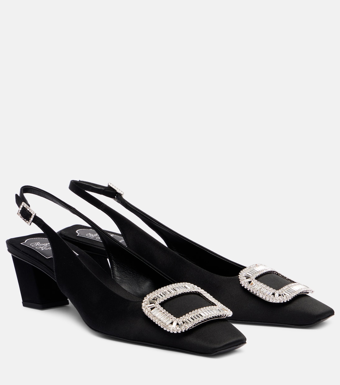 Атласные туфли Belle Vivier 45 с пяткой на пятке Roger Vivier, Nero