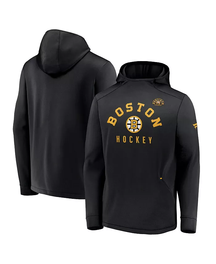 

Мужская черная худи Boston Bruins Centennial Lockup Authentic Pro с эффектом поношенности Fanatics