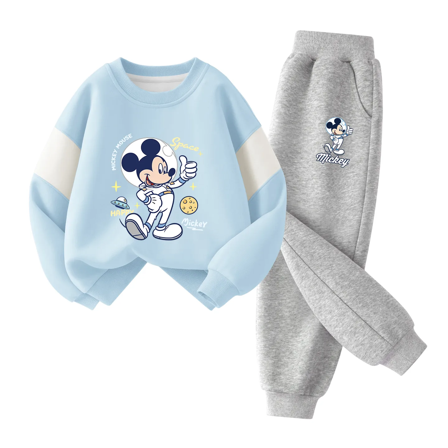 Детская повседневная спортивная футболка с круглым вырезом Disney, Cosmic Pudding Blue+Astronaut K Gray