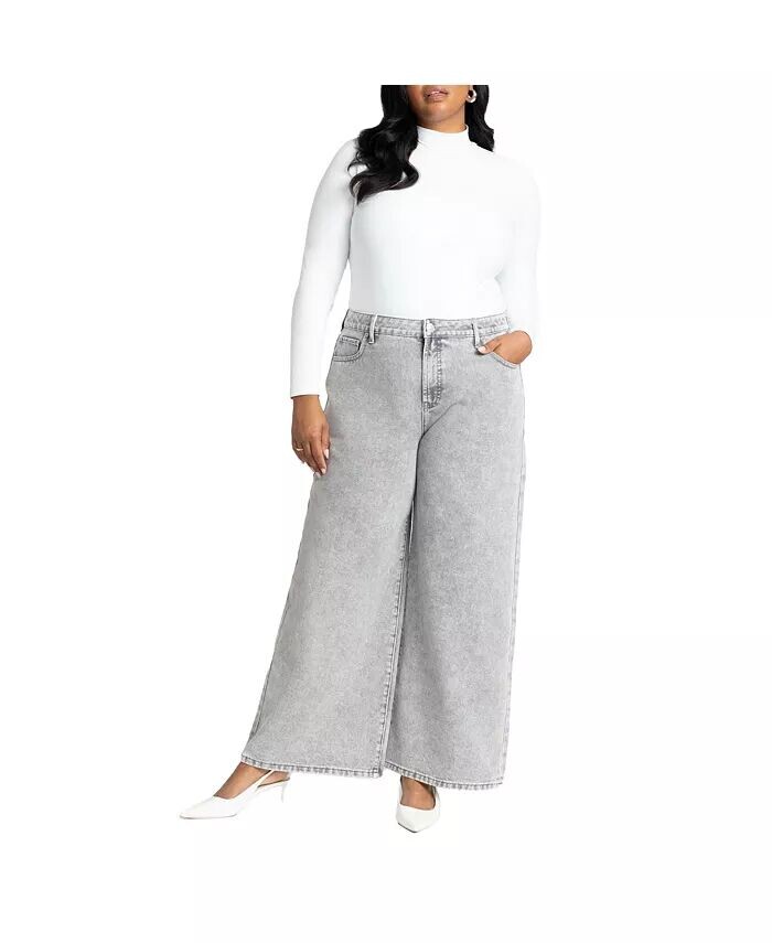 

Женские джинсы больших размеров Yvette Rigid Wide Leg ELOQUII, серый