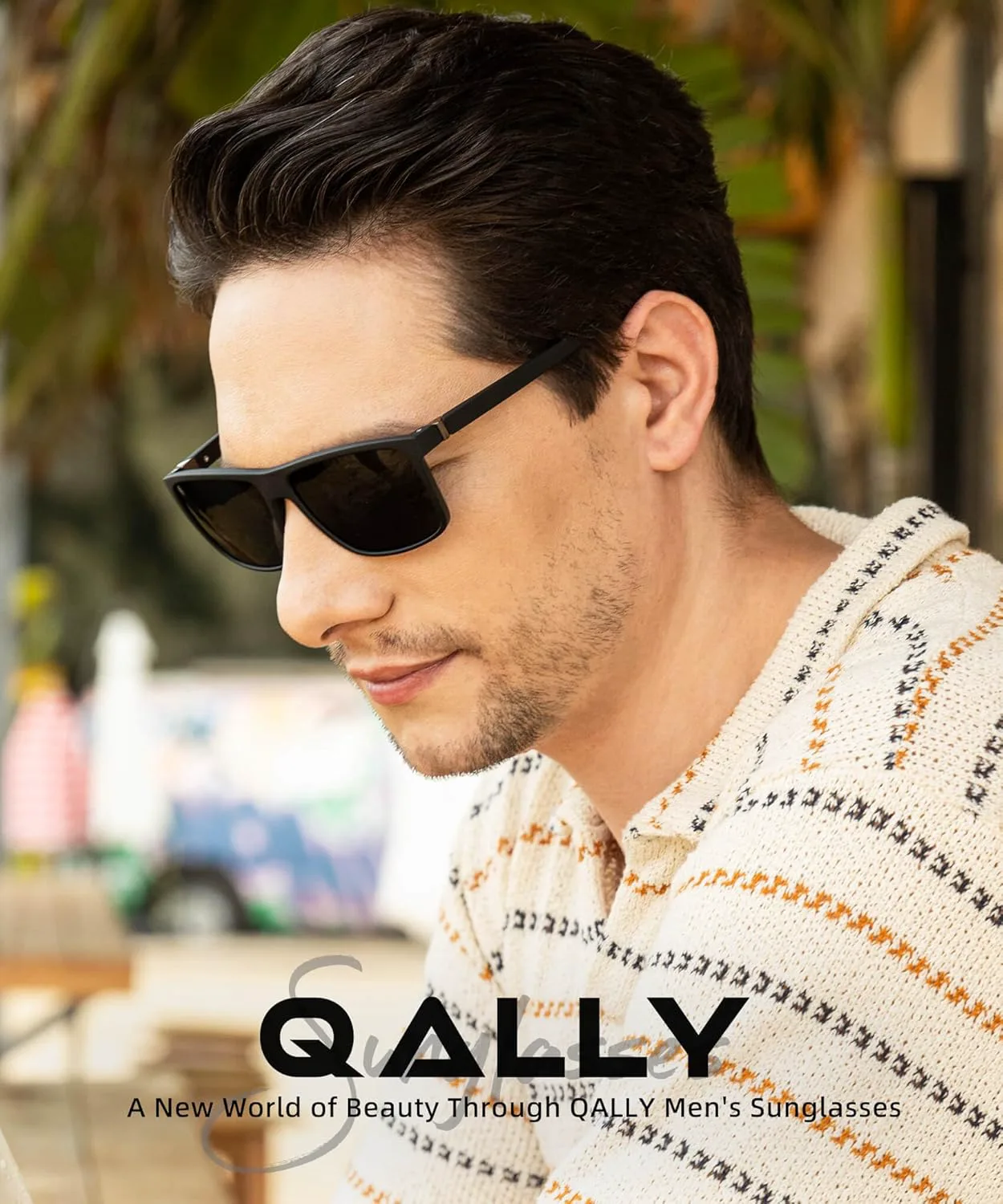 

Поляризованные солнцезащитные очки для мужчин, прямоугольная оправа, мужские поляризованные спортивные солнцезащитные очки с защитой UV400 QALLY, Black/Red/Silver