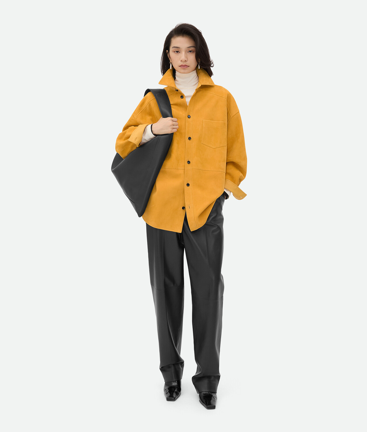 

Рубашка из замши и кожи Bottega Veneta