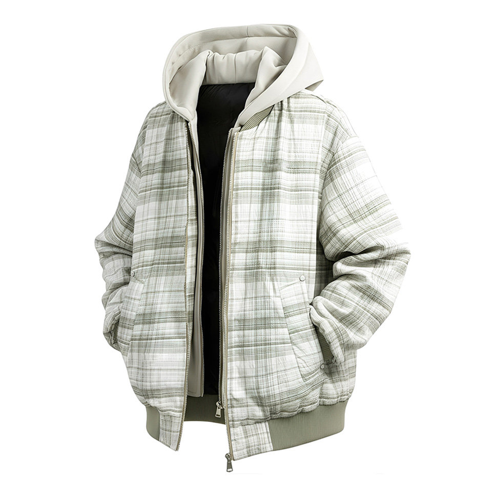 

Пуховик Unisex Hooded Thickened ZIAREL, зеленый stripes plaid