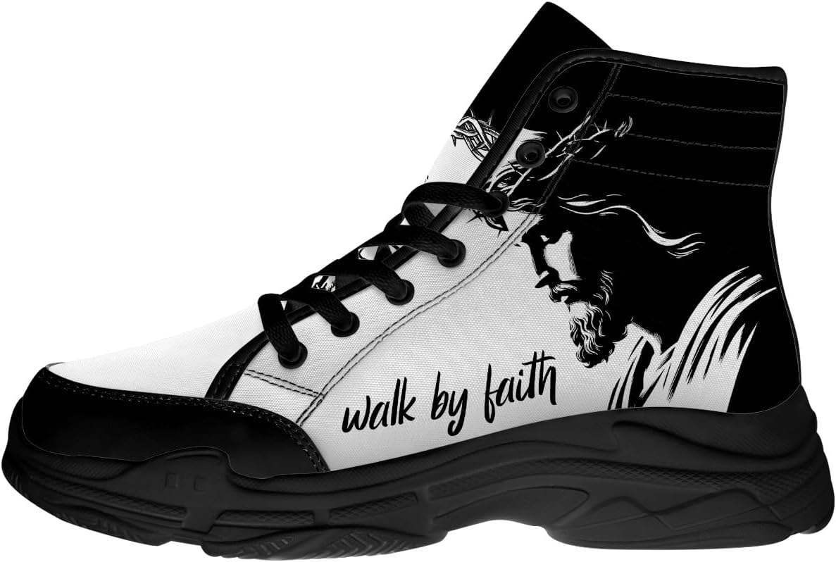 

Высокие кеды Faith для мужчин и женщин, тканевые кроссовки на платформе со шнуровкой, подарки для него и для нее Generic, белый/черный