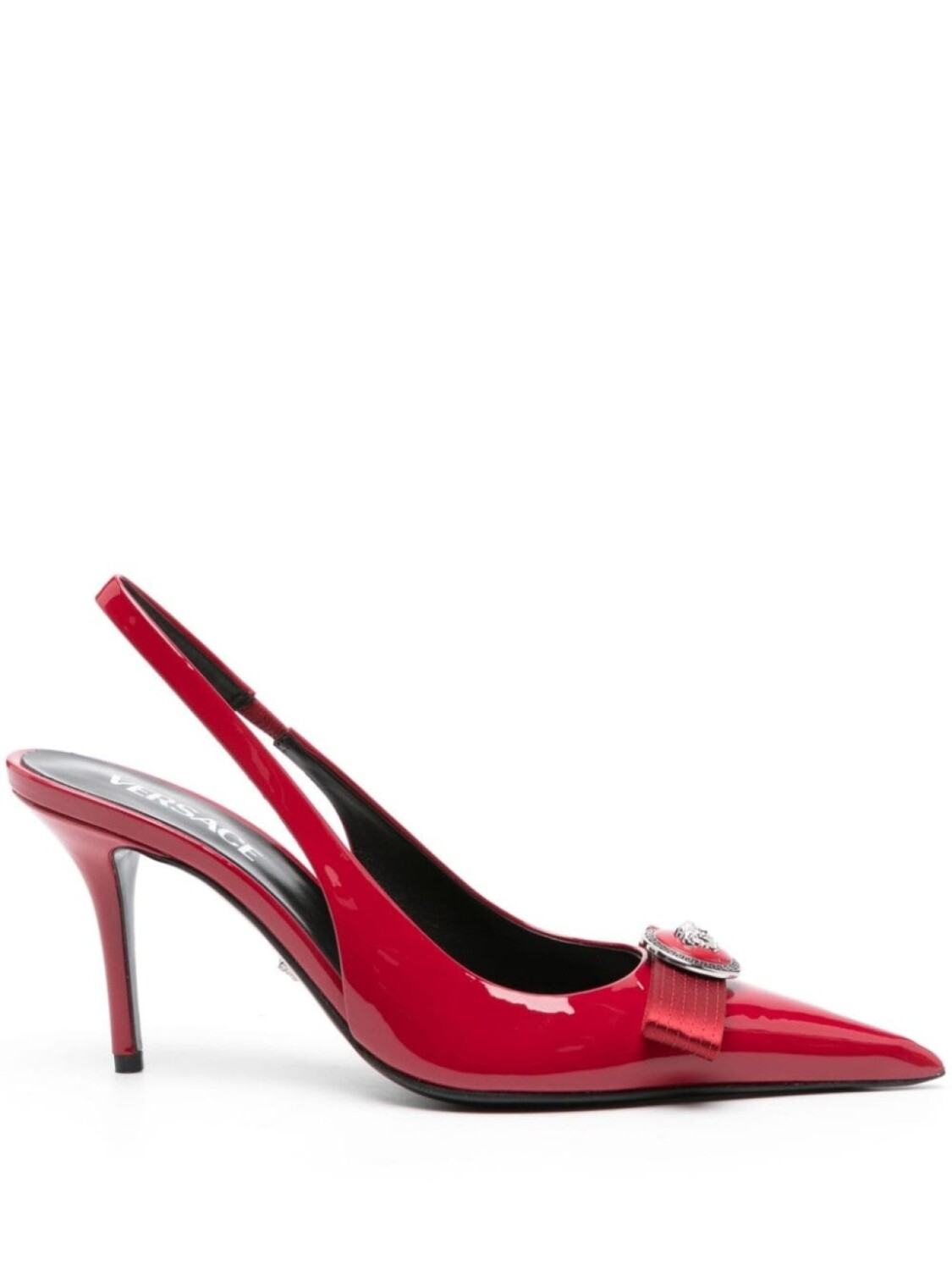Versace туфли-лодочки Gianni-ribbon 85 мм с открытой пяткой, красный