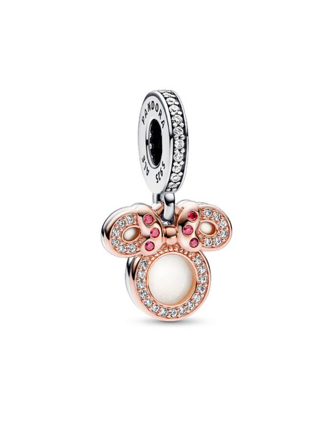

Шарм Pandora Disney Minnie Mouse Silhouette "Mom" Double Dangle Charm, стерлинговое серебро/розовое золото