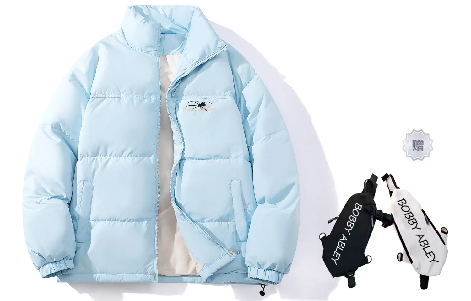 

BOBBY ABLEY Унисекс пуховик, Light Blue (Comes with Brand Crossbody Bag)