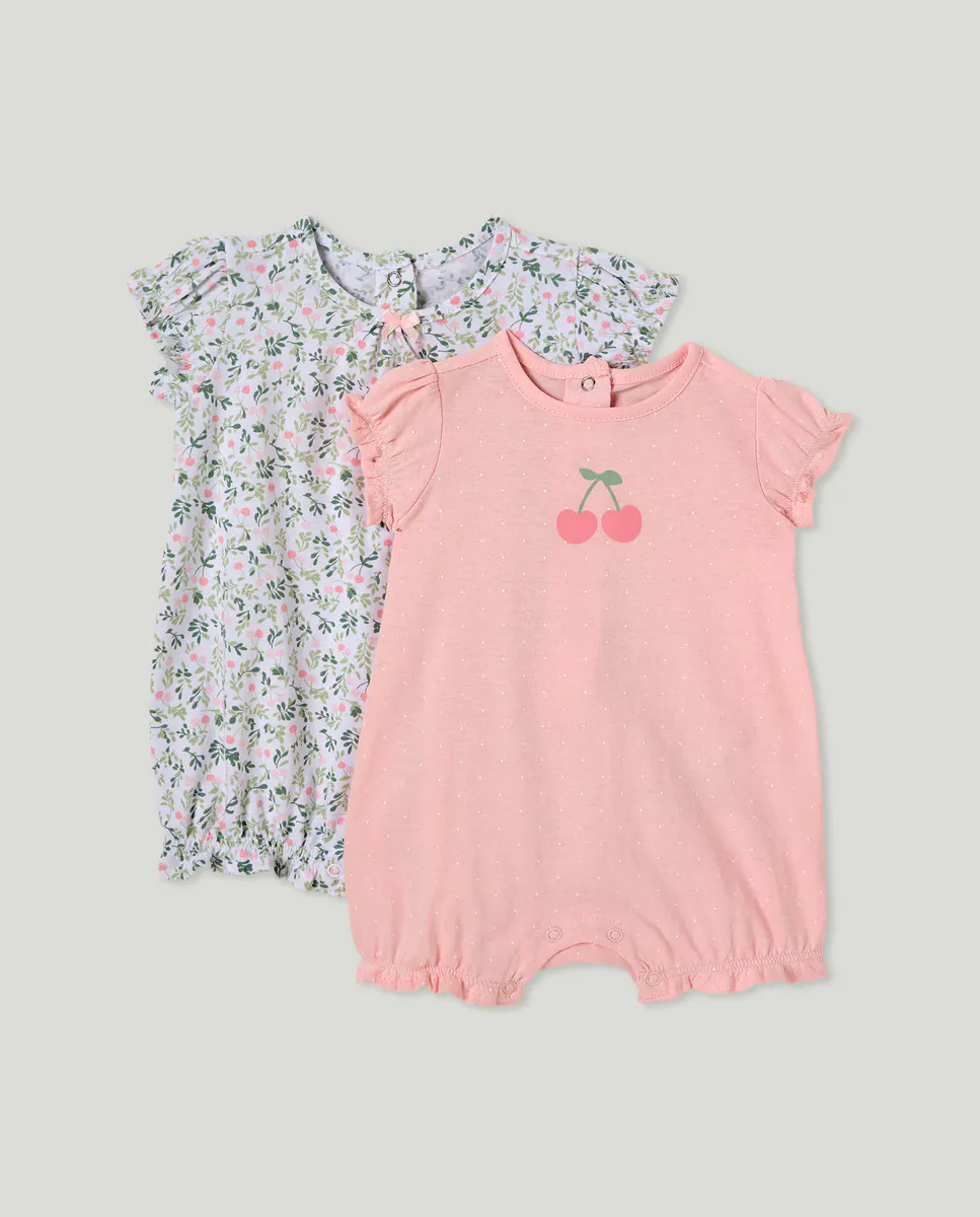 

Упаковка из 2 пижам для девочек с принтом Cotton Juice, розовый