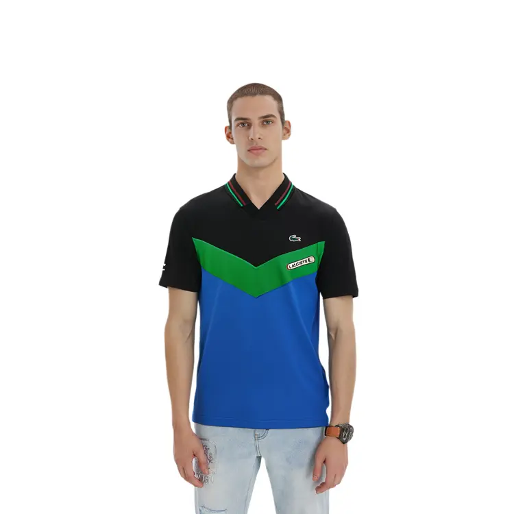 Футболка поло с коротким рукавом LACOSTE, черный зеленый синий — фото 3