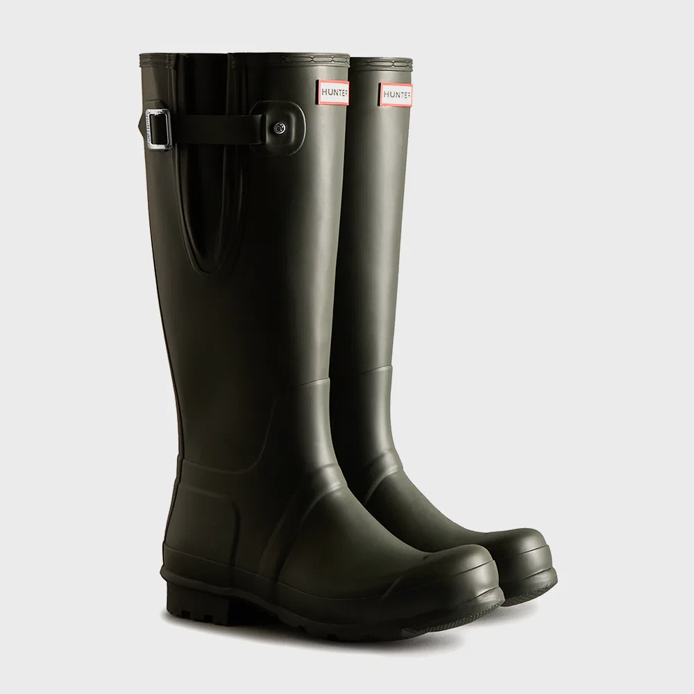Мужские высокие резиновые сапоги Original Side Adjustable Tall тёмно-оливковые от Hunter