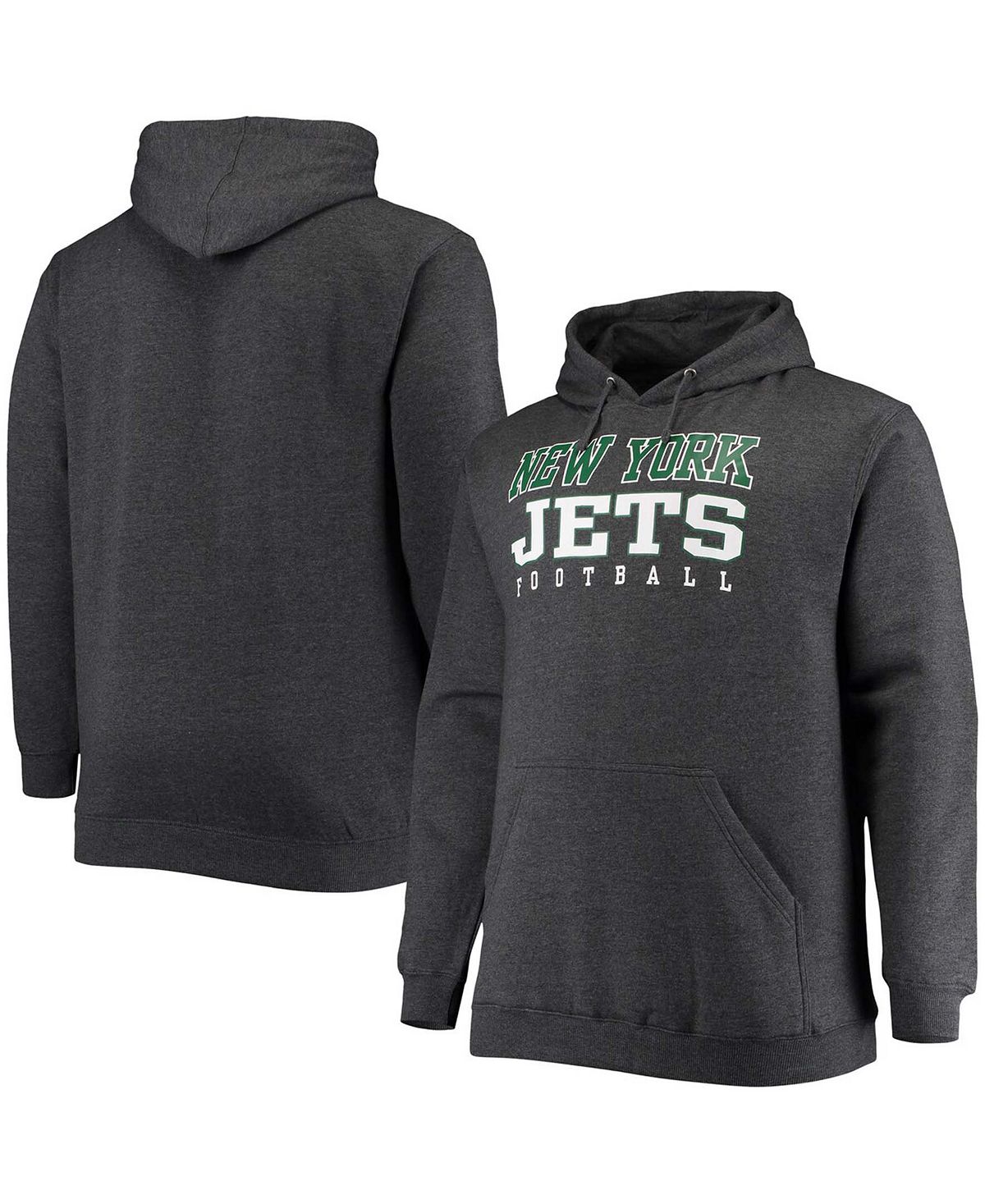 

Мужской темно-серый пуловер с капюшоном Big and Tall New York Jets Practice Pullover Fanatics