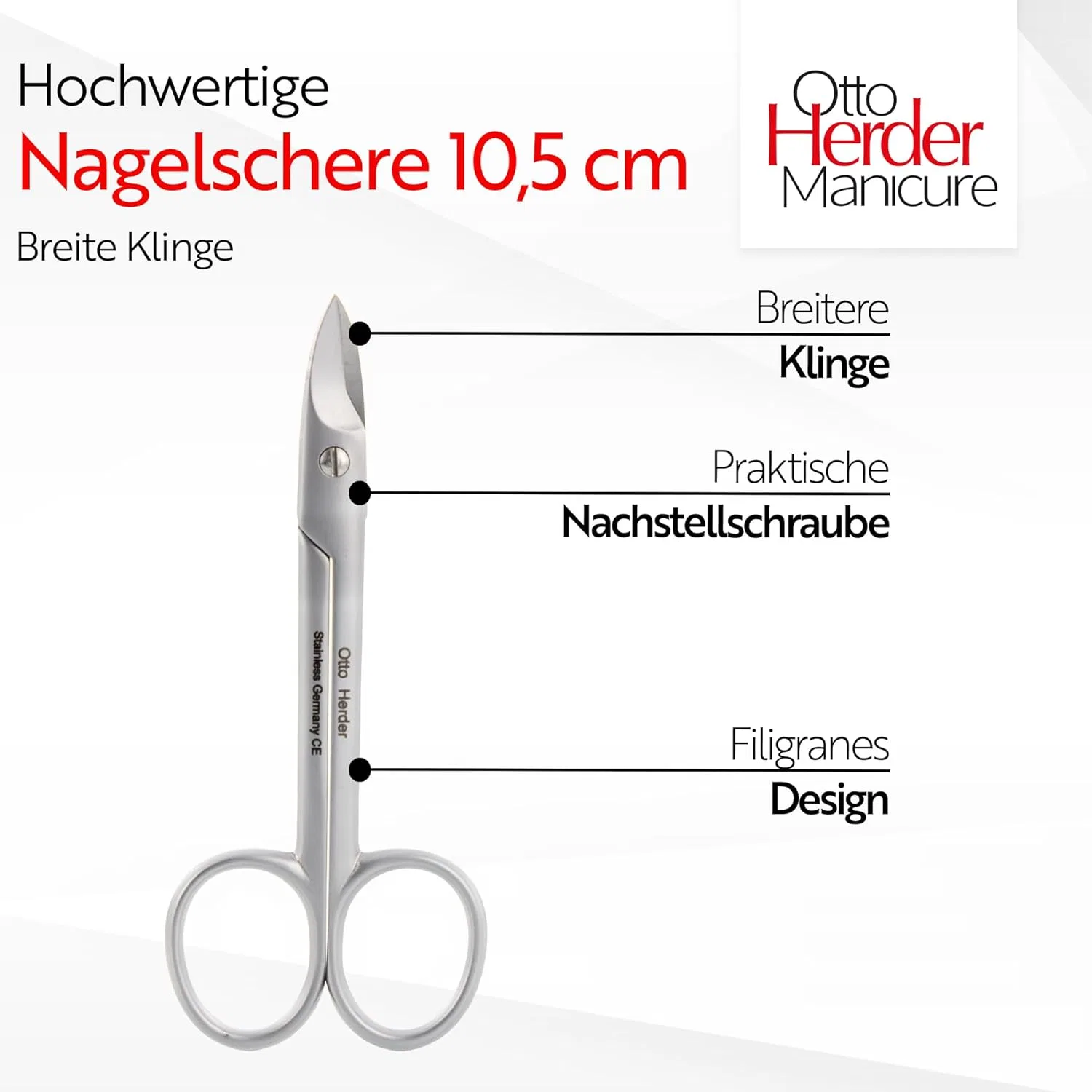 Ножницы для ногтей OTTO HERDER 10.5 см из нержавеющей стали Otto Herder Manicure — фото 3
