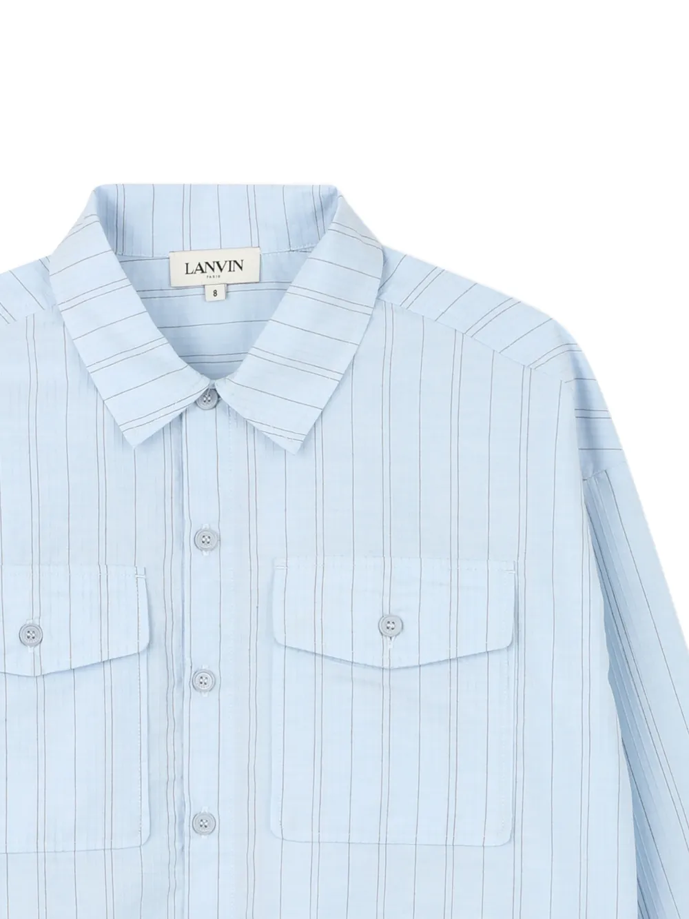 Рубашка в тонкую полоску с карманом Lanvin Enfant, синий — фото 3