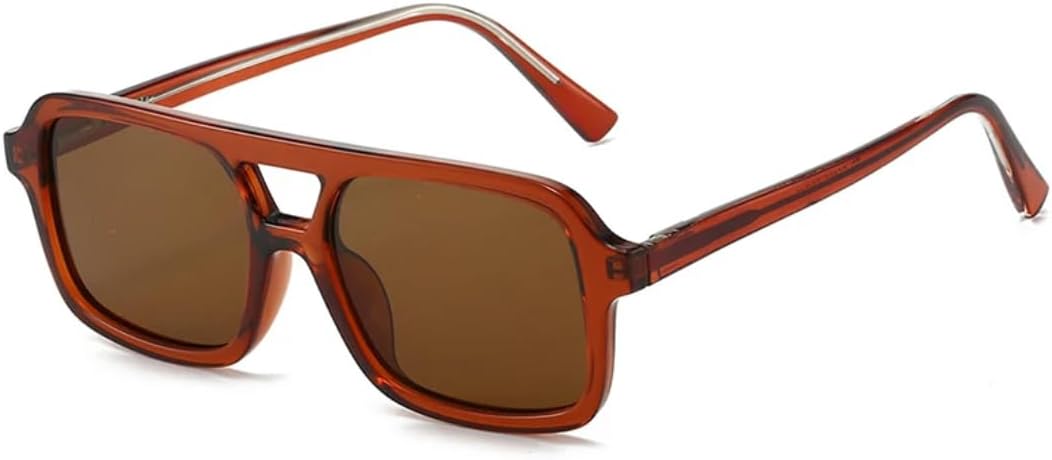 

Ретро-солнцезащитные очки с двойной перемычкой для женщин, роскошные, модные, прозрачные, конфетные оттенки, защита от УФ-излучения UV400, трендовые для мужчин VRTRFFTR, Brown Tea