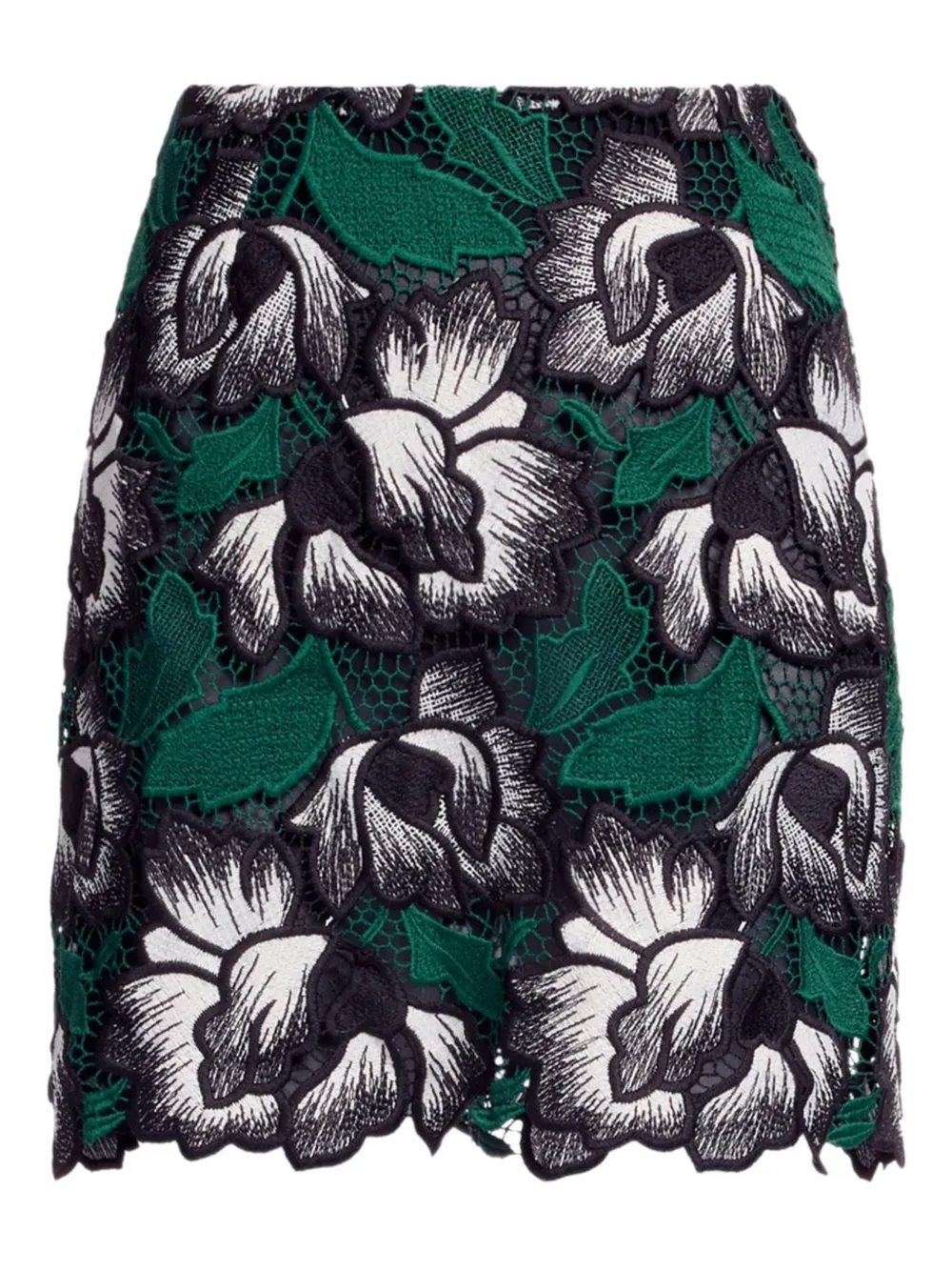 

Мини-юбка из макраме с цветочным узором Elie Saab, черный