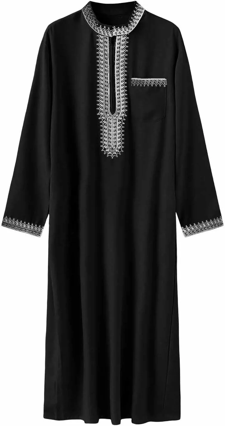 

Мужская мусульманская туба с воротником-стойкой, длинная вышитая рубаха-халат в ретро-арабском стиле для Рамадана Cambkatl