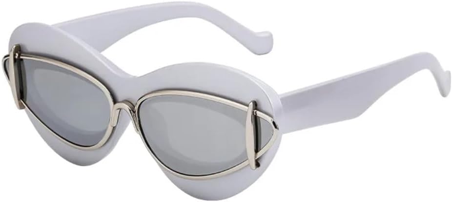 

Сексуальные женские солнцезащитные очки «кошачий глаз» для женщин и мужчин, роскошные винтажные солнцезащитные очки, популярные модные очки в крупной оправе generic, Silver