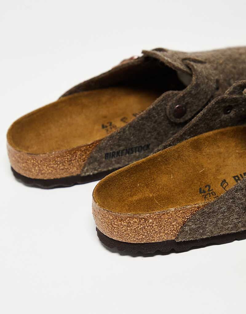 Сабо унисекс Boston Birkenstock из шерсти цвета какао — фото 2