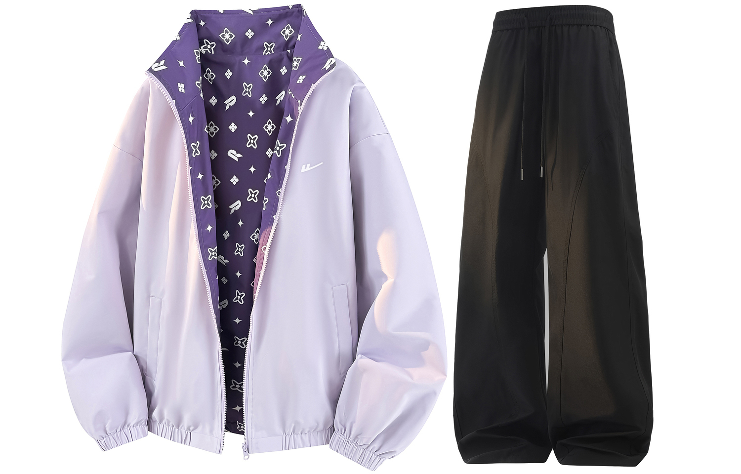 

Ветровка Unisex WARRIOR, розовый фиолетовый top+черный pants[reversible/free merch]