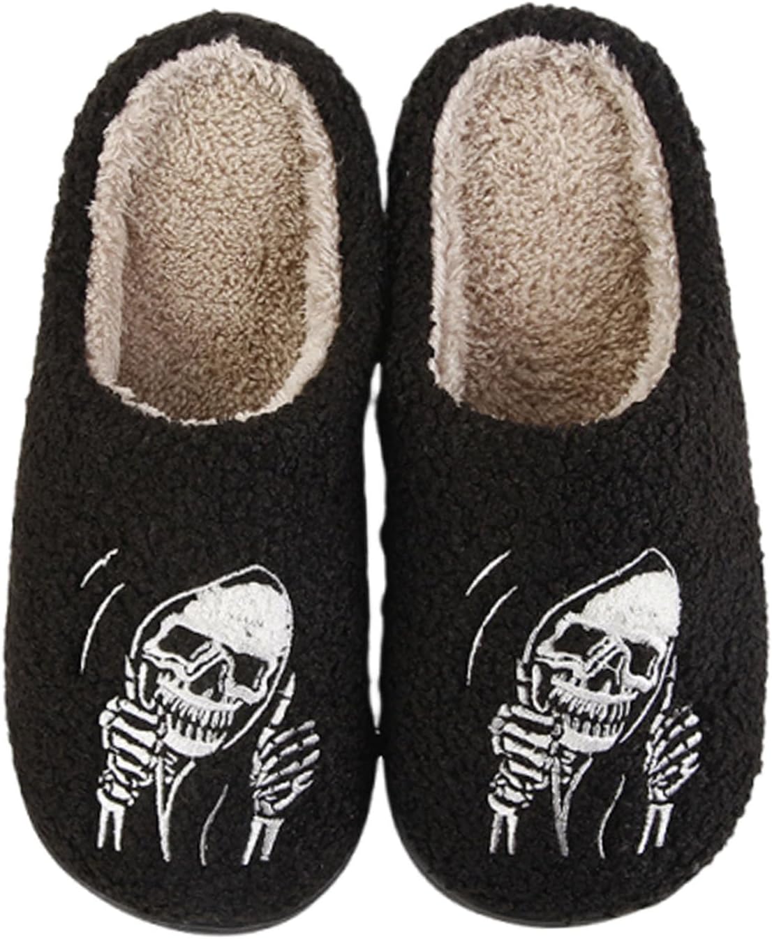 

Женские и мужские тапочки NMHOO с растительными, животными и фруктовыми принтами, ретро, уютные, пушистые, с вышивкой, с утепленной подошвой из памяти формы, для дома и улицы, Skull Face