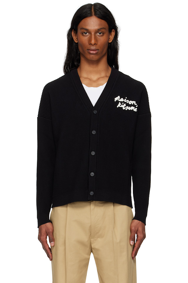 

Кардиган с рубчиком Maison Kitsuné Handwriting Comfort Maison Kitsuné, черный